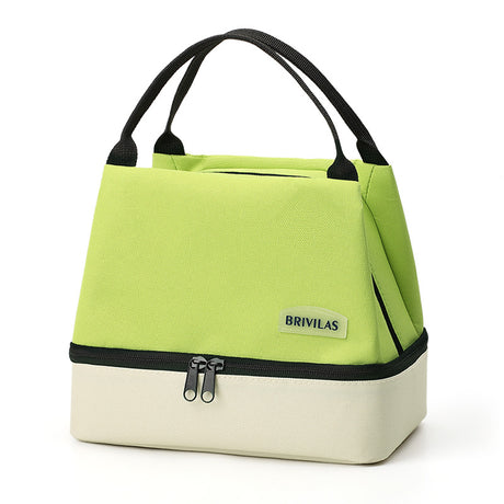 Green Double-Layer Insulated Lunch Bag with Aluminum Foil Lining, Thermal Food Carrier for Hot & Cold Meals – Large Capacity, Reusable & Easy to Clean