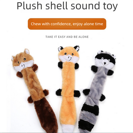 2-Pack Yellow raccoon Identical Plush Pet Toys with Squeaker – Durable Fur-Textured Chew Toys for Dogs, Ideal for Teething, Play & Stress Relief