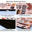Cat Teacup Zippered Book Sleeve with Printed Design – Waterproof Protective Cover for Books, Ideal for Readers and Students with Extra Pocket & Carry Strap