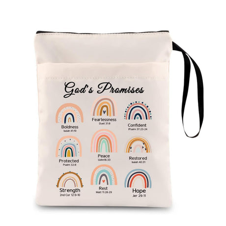 Rainbow Zippered Book Sleeve with Printed Design – Waterproof Protective Cover for Books, Ideal for Readers and Students with Extra Pocket & Carry Strap