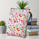 Pink flowers Zippered Book Sleeve with Printed Design – Waterproof Protective Cover for Books, Ideal for Readers and Students with Extra Pocket & Carry Strap