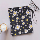 Daisy Zippered Book Sleeve with Printed Design – Waterproof Protective Cover for Books, Ideal for Readers and Students with Extra Pocket & Carry Strap