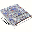 Bohemian check Zippered Book Sleeve with Printed Design – Waterproof Protective Cover for Books, Ideal for Readers and Students with Extra Pocket & Carry Strap