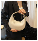 White Women's New Fashion Crescent Bag – Stylish Single Shoulder Crossbody Handbag with Wear-Resistant Base and Smooth Zipper, Perfect for Casual & Daily Use