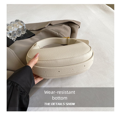 White Women's New Fashion Crescent Bag – Stylish Single Shoulder Crossbody Handbag with Wear-Resistant Base and Smooth Zipper, Perfect for Casual & Daily Use