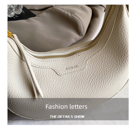 Khaki Women's New Fashion Crescent Bag – Stylish Single Shoulder Crossbody Handbag with Wear-Resistant Base and Smooth Zipper, Perfect for Casual & Daily Use