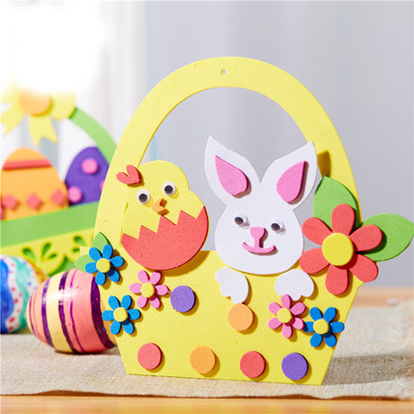 5-Pack Rose red Easter egg Easter EVA Craft Basket Kit – DIY Creative Art & Craft Supplies for Kids, Perfect for Parent-Child Activities and Holiday Decorations