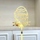 10-Piece Set of Elegant Easter Cake Toppers – Gold Acrylic "Happy Easter" Decorations with Bunny & Egg Designs, Perfect for Party Cakes and Festive Table Settings(Style 1)