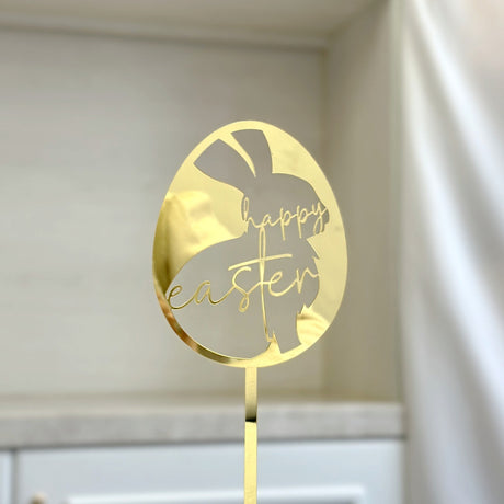 10-Piece Set of Elegant Easter Cake Toppers – Gold Acrylic 