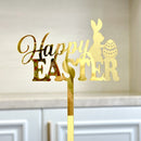 10-Piece Set of Elegant Easter Cake Toppers – Gold Acrylic "Happy Easter" Decorations with Bunny & Egg Designs, Perfect for Party Cakes and Festive Table Settings(Style 3)