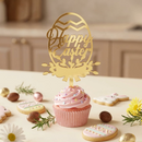 10-Piece Set of Elegant Easter Cake Toppers – Gold Acrylic "Happy Easter" Decorations with Bunny & Egg Designs, Perfect for Party Cakes and Festive Table Settings(Style 3)