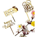 10-Piece Set of Elegant Easter Cake Toppers – Gold Acrylic "Happy Easter" Decorations with Bunny & Egg Designs, Perfect for Party Cakes and Festive Table Settings(Style 3)