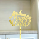 10-Piece Set of Elegant Easter Cake Toppers – Gold Acrylic "Happy Easter" Decorations with Bunny & Egg Designs, Perfect for Party Cakes and Festive Table Settings(Style 4)