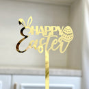 10-Piece Set of Elegant Easter Cake Toppers – Gold Acrylic "Happy Easter" Decorations with Bunny & Egg Designs, Perfect for Party Cakes and Festive Table Settings(Style 6)