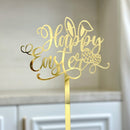 10-Piece Set of Elegant Easter Cake Toppers – Gold Acrylic "Happy Easter" Decorations with Bunny & Egg Designs, Perfect for Party Cakes and Festive Table Settings(Style 7)