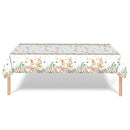 Easter Party Decoration Set – Floral Bunny Tablecloth 137x274cm + Happy Easter Banner, Spring-Themed Decor for Festive Gatherings