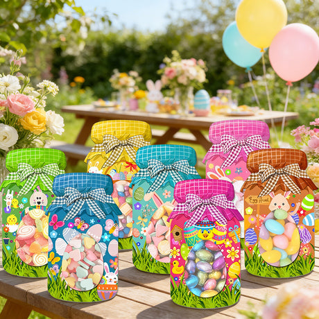 27-Piece Easter Treat Bag Set – 9 Unique Designs, 3 of Each, Jar-Style Candy Bags with Window for Party Favors and Holiday Gifts