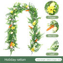 Easter Artificial Garland – 200cm Decorative Vine with Eggs, Carrots, Flowers and Leaves for Table Centerpiece or Party Decoration