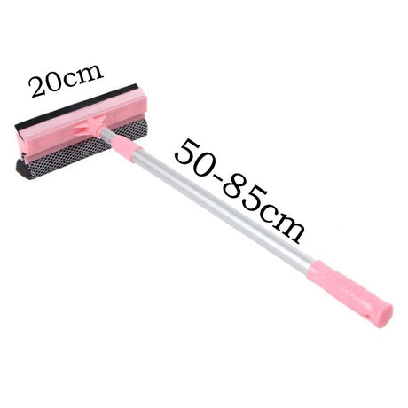 Pink Home Window Cleaner – Adjustable Aluminum Alloy Glass Scraper with Dual-Sided Sponge and Rubber Blade, Easy-to-Use Window Cleaning Tool