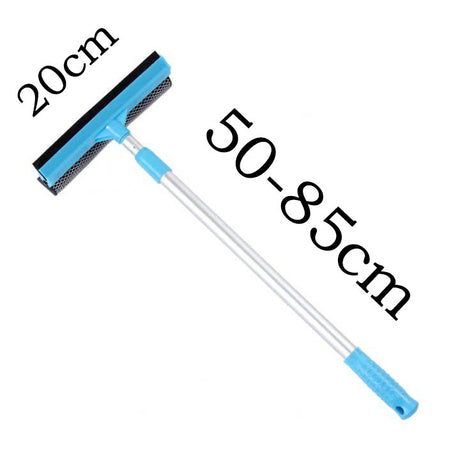 Blue Home Window Cleaner – Adjustable Aluminum Alloy Glass Scraper with Dual-Sided Sponge and Rubber Blade, Easy-to-Use Window Cleaning Tool