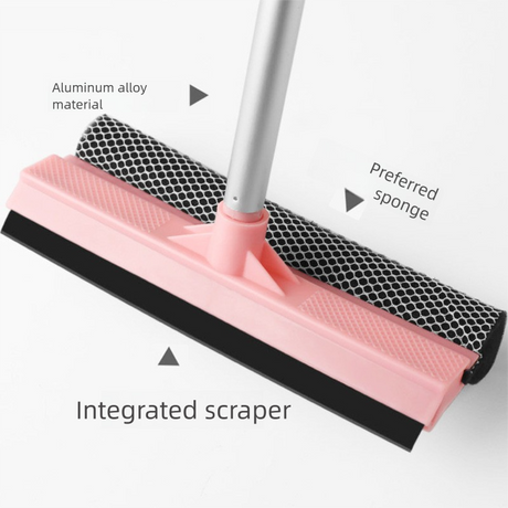 Green Home Window Cleaner – Adjustable Aluminum Alloy Glass Scraper with Dual-Sided Sponge and Rubber Blade, Easy-to-Use Window Cleaning Tool