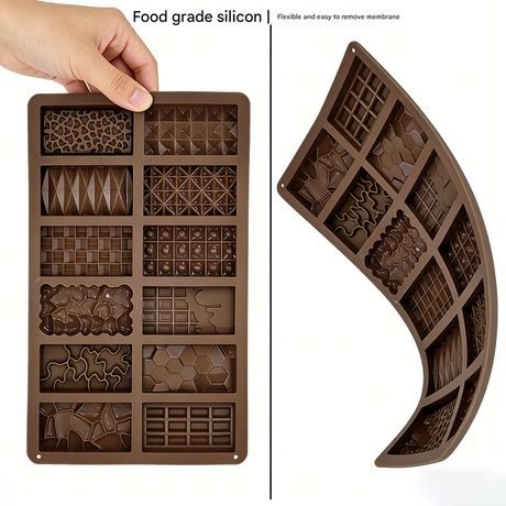 2-Piece Dubai Rectangle Chocolate Silicone Mold Set – Food-Grade, Easy Release, Heat-Resistant Baking Molds for Chocolate, Candy, and Cake(Triangle chocolates)