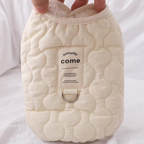 Beige Winter Dog Vest for Small and Medium Breeds – Thickened Warm Quilted Coat with Soft Fleece Lining, Adjustable Fit for Dogs and Cats(Size: L)