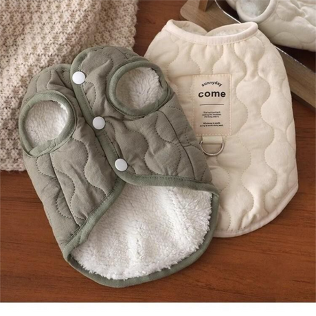 Beige Winter Dog Vest for Small and Medium Breeds – Thickened Warm Quilted Coat with Soft Fleece Lining, Adjustable Fit for Dogs and Cats(Size: XL)