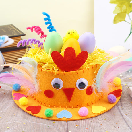 Orange DIY Easter Hat Craft Kit – Kids’ Handmade Decoration Set with Accessories for Easter Parties, School Activities and Home Crafts