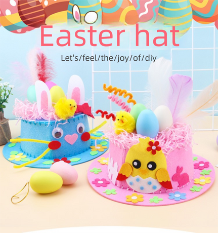 Orange DIY Easter Hat Craft Kit – Kids’ Handmade Decoration Set with Accessories for Easter Parties, School Activities and Home Crafts