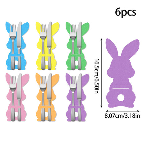 Rabbit 18-Piece Easter Cutlery Holders Set – 3 Identical Sets of 6, Festive Tableware Decor for Holiday Dining and Party Use