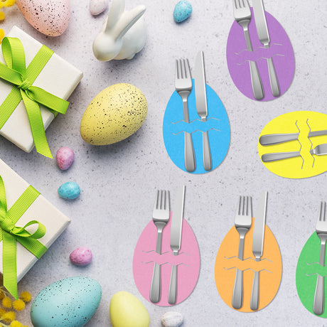 Rabbit 18-Piece Easter Cutlery Holders Set – 3 Identical Sets of 6, Festive Tableware Decor for Holiday Dining and Party Use