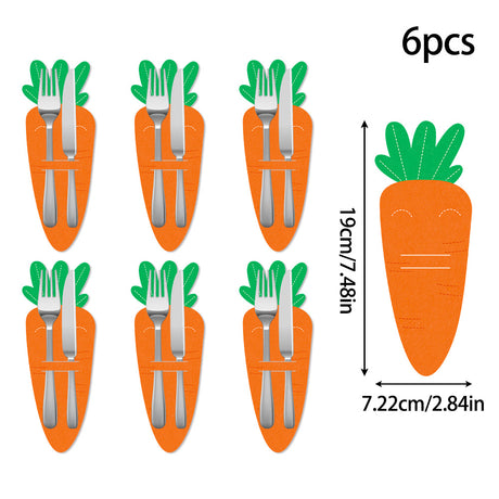 Carrot 18-Piece Easter Cutlery Holders Set – 3 Identical Sets of 6, Festive Tableware Decor for Holiday Dining and Party Use