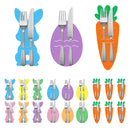 Carrot 18-Piece Easter Cutlery Holders Set – 3 Identical Sets of 6, Festive Tableware Decor for Holiday Dining and Party Use