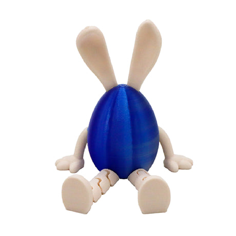 3-Piece Blue-silver gradient Easter Figurine Set – Identical Poseable Egg-Shaped Toys for Holiday Display and Interactive Play