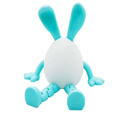 3-Piece Blue rabbit-ear white egg Easter Figurine Set – Identical Poseable Egg-Shaped Toys for Holiday Display and Interactive Play