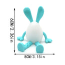 3-Piece Blue rabbit-ear white egg Easter Figurine Set – Identical Poseable Egg-Shaped Toys for Holiday Display and Interactive Play