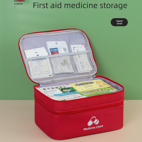 Green Compact Double-Layer Medicine Storage Case – Portable First Aid Organizer for Home, Travel & Emergency Use