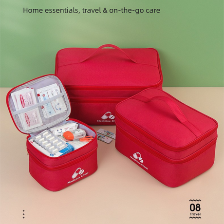 Green Compact Double-Layer Medicine Storage Case – Portable First Aid Organizer for Home, Travel & Emergency Use