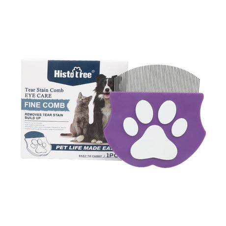 Purple Pet Grooming Comb – Fine-Toothed Flea Remover with Non-Slip Grip for Cats and Dogs