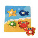 The ocean Hand-Grip Puzzle Board – Educational Shape Matching Toy for Early Learning, 14.5cm Square Design