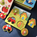 Gifts Hand-Grip Puzzle Board – Educational Shape Matching Toy for Early Learning, 14.5cm Square Design