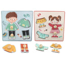Dual-Character Hand-Grip Puzzle Set – Boys & Girls Dress-Up Matching Toy, 14.5cm Square Design