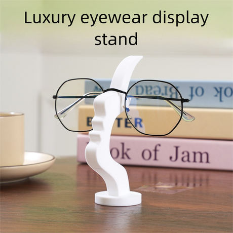 Black and white two pieces Desktop Eyeglass Holder – Minimalist Design for Home or Office, Stable Display Stand with Rounded Base