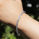 Gold Single-Row Zircon Bracelet – 4mm Wide, Brass Base with Secure Clasp, AAA+ Stones for Everyday Wear