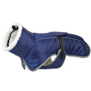 Blue Dog Winter Jacket – Warm, Windproof & Waterproof Pet Coat with Fleece Lining and Reflective Strips for Cold Weather(Size: L)