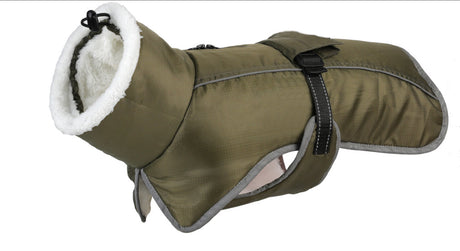 Green Dog Winter Jacket – Warm, Windproof & Waterproof Pet Coat with Fleece Lining and Reflective Strips for Cold Weather(Size: S)