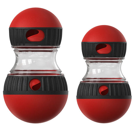 2-Piece Red Slow Feeder Dog Toy Set – Large & Small Rolling Treat Dispenser Ball for Puzzle Feeding, Mental Stimulation, and Digestive Health