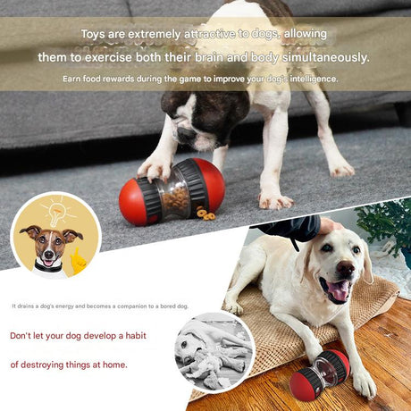 2-Pack Red Small Slow Feeder Dog Toy – Rolling Treat Dispenser Balls for Puzzle Feeding, Mental Stimulation, and Digestive Health(Size: L)