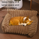 White  Plush Ribbed Pet Sofa Bed for Dogs and Cats - Thickened Milk Velvet Cushion, Large Comfy Dog Sofa(50*40*20cm)
